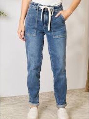 PAYTON PULL ON DENIM JOGGERS IN Dark WASH - JUDY BLUE